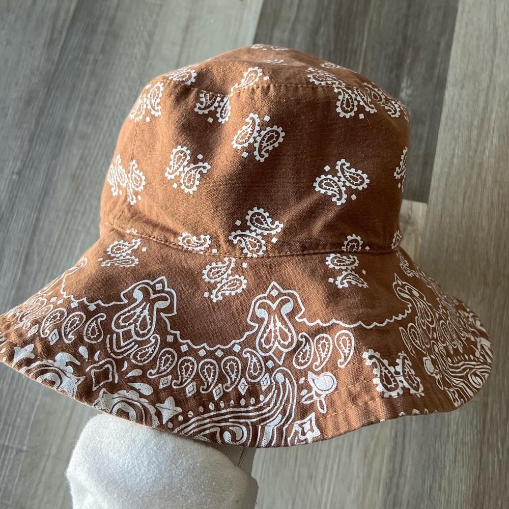 Free People Brown Paisley Reversible Bucket Hat - Picture 9 of 9